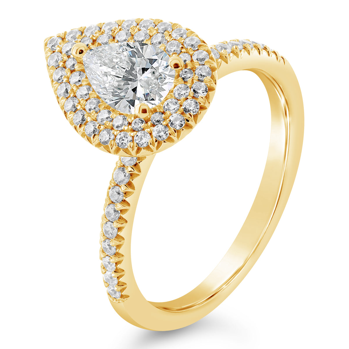 Pear Shape Double Halo Diamond Engagement Ring - ACB408 Pear Shape Double Halo Diamond Engagement Ring - ACB408