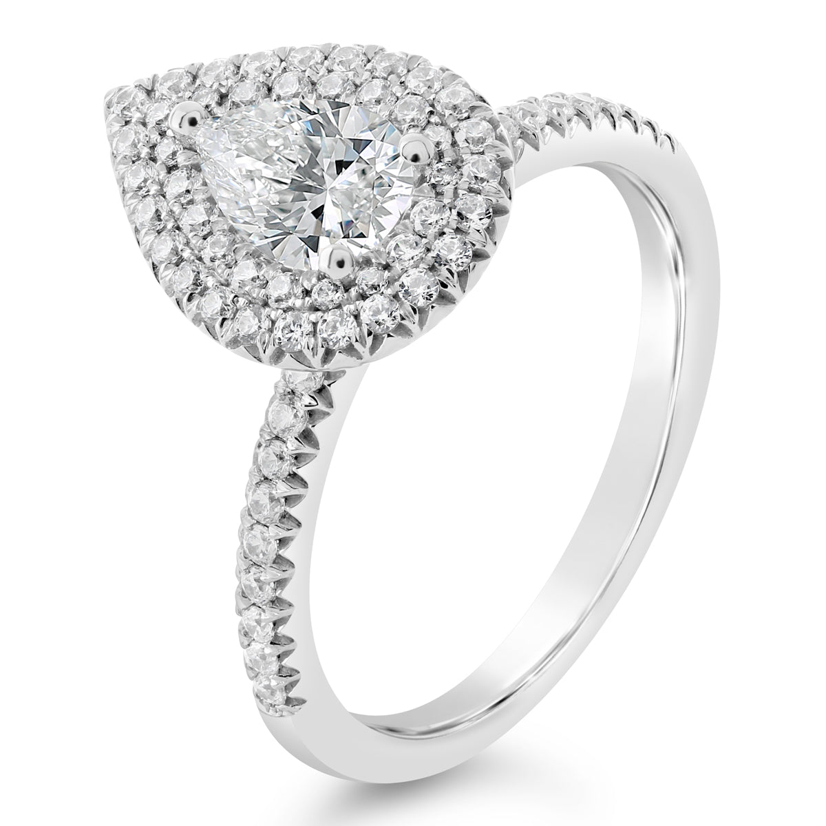 Pear Shape Double Halo Diamond Engagement Ring - ACB408 Pear Shape Double Halo Diamond Engagement Ring - ACB408