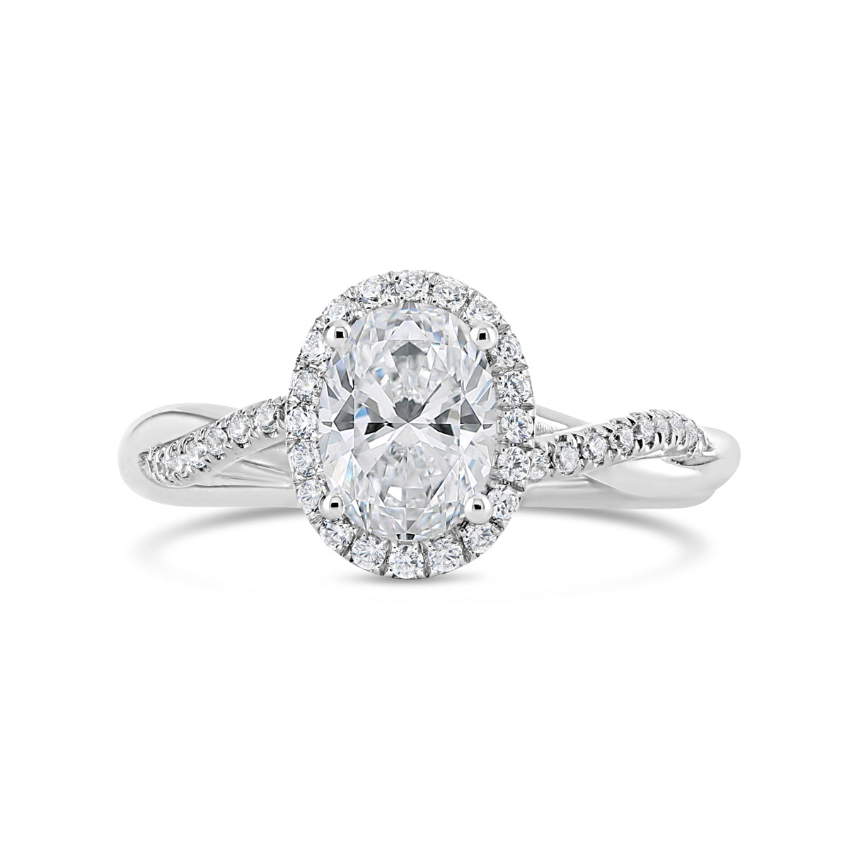 Oval Cut Twisting Band Diamond Halo Engagement Ring - ACB411 Oval Cut Twisting Band Diamond Halo Engagement Ring - ACB411