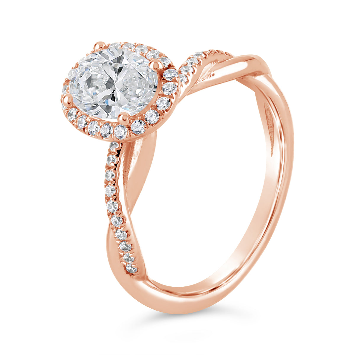 Oval Cut Twisting Band Diamond Halo Engagement Ring - ACB411 Oval Cut Twisting Band Diamond Halo Engagement Ring - ACB411