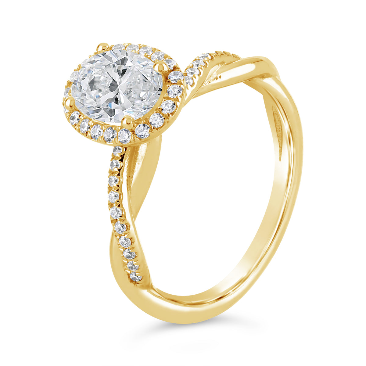 Oval Cut Twisting Band Diamond Halo Engagement Ring - ACB411 Oval Cut Twisting Band Diamond Halo Engagement Ring - ACB411