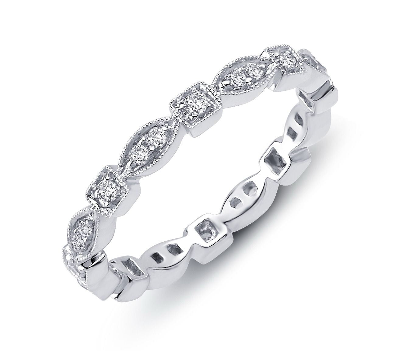 Art Deco Milgrain Edge Diamond Wedding Band- ACE026 Art Deco Milgrain Edge Diamond Wedding Band- ACE026