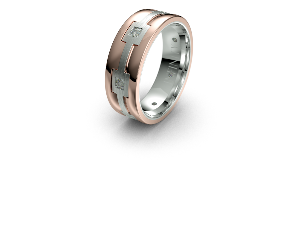 Infinity Two Tone Diamond Mens Wedding Band - IN1586 Infinity Two Tone Diamond Mens Wedding Band - IN1586