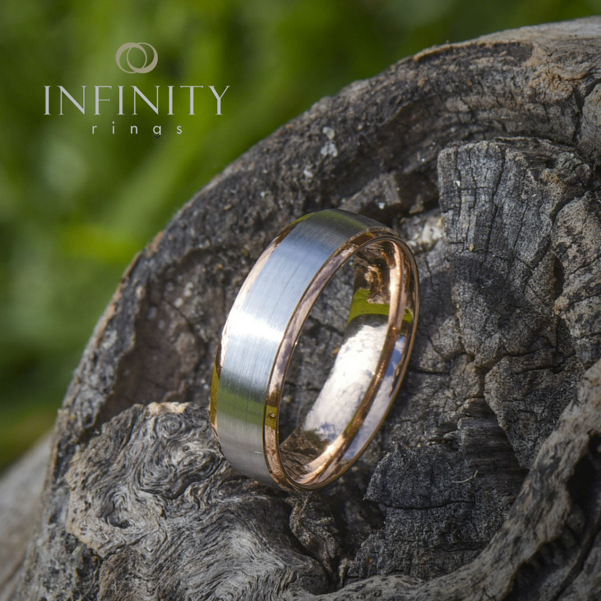 Infinity Two Tone Mens Wedding Band - IN1388 Infinity Two Tone Mens Wedding Band - IN1388
