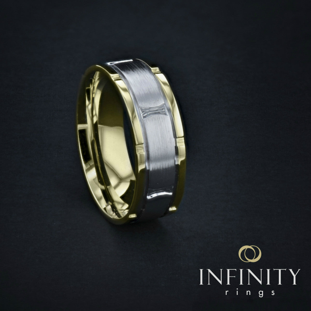 Infinity Two Tone Mens Wedding Band - IN1369 Infinity Two Tone Mens Wedding Band - IN1369