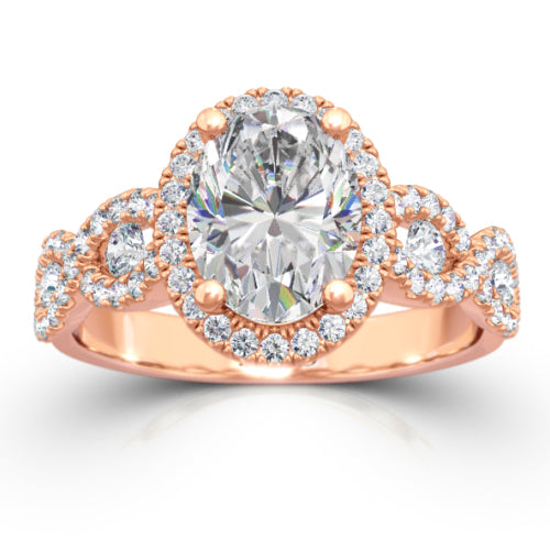 Oval Cut Diamond Halo Engagement Ring - CRO226 Oval Cut Diamond Halo Engagement Ring - CRO226