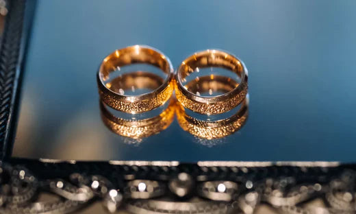 Textured Engagement and Wedding Rings