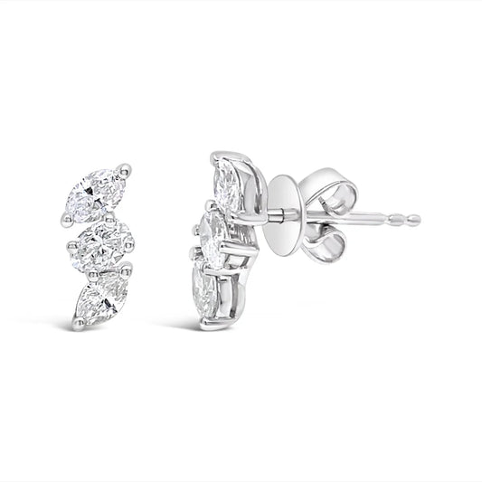 14K White Gold Diamond Stud Earrings - E1898