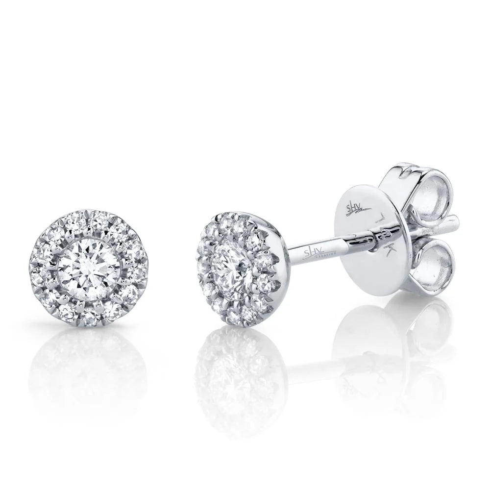 14K White Gold Diamond Stud Earrings - SC55002599