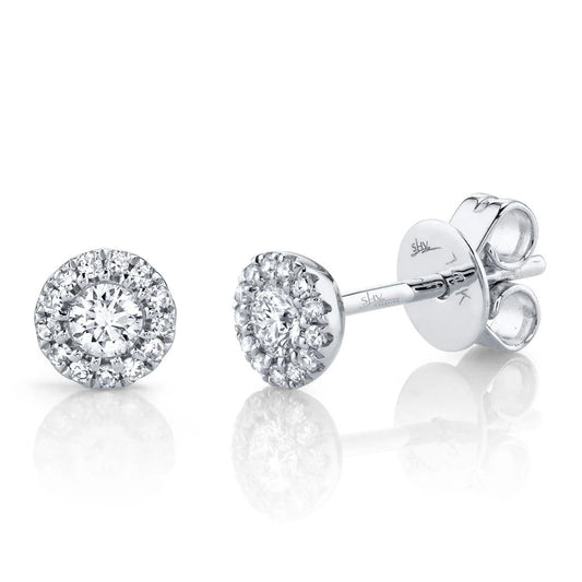 14K White Gold Diamond Stud Earrings - SC55002599