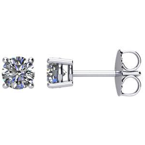 14K White Gold Four Prong Round Diamond Stud Earrings - 1.25 ct. total weight - STA5