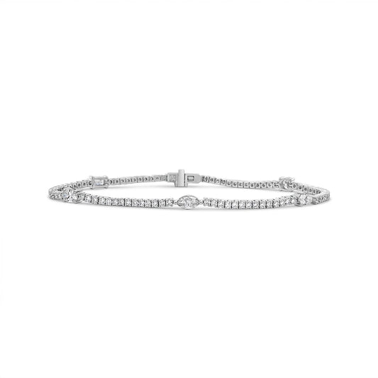 14K White Gold Lab Grown Diamond Stationed Tennis Bracelet - BRKE-2-51