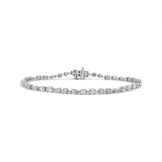 14K White Gold Lab Grown Multi-Shape Diamond Tennis Bracelet - FRB00144