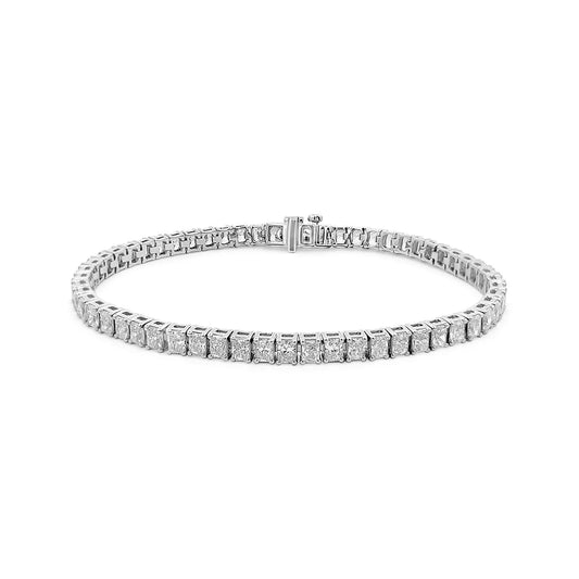 14K White Gold Lab Grown Radiant Cut Diamond Tennis Bracelet - BC056