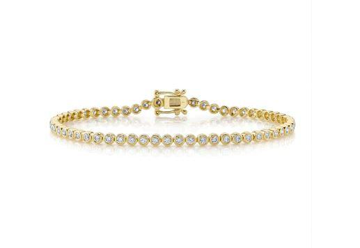 14K Yellow Gold Bezel Set Diamond Tennis Bracelet - SC55023227
