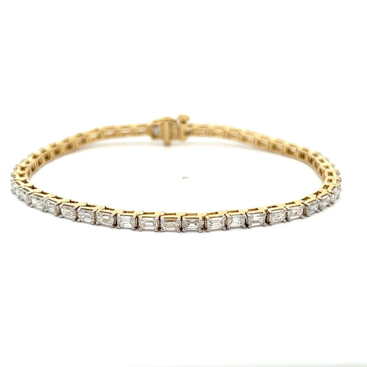 14K Yellow Gold Lab Grown Baguette Diamonds Tennis Bracelet - BC084