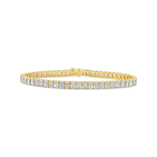 14K Yellow Gold Lab Grown Radiant Diamond Tennis Bracelet - BC839