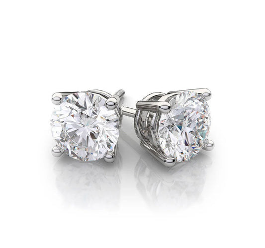 18K White Gold 4 Prong Diamond Studs - 3.00ct TW - IST10