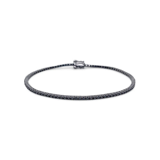 18K White Gold Black Rhodium Plated Black Diamond Tennis Bracelet - AB1506/B
