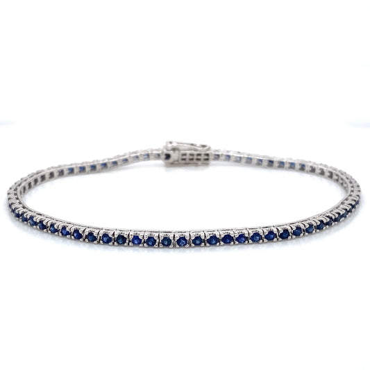 18K White Gold Blue Sapphie Tennis Bracelet - AB0202/BS