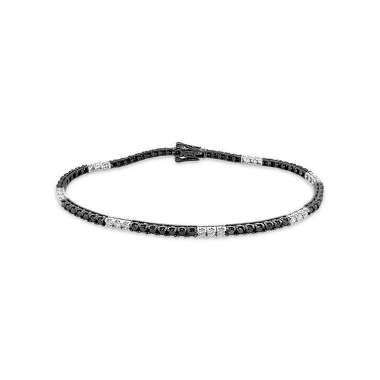 18K White Gold Diamond & Black Diamond Tennis Bracelet - AB1669