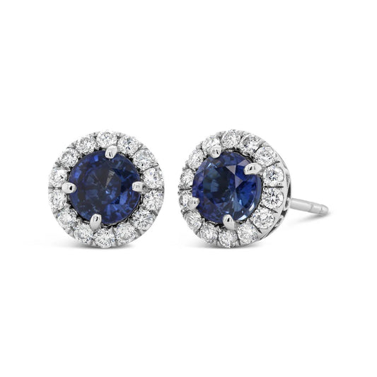 18K White Gold Diamond & Sapphire Earrings - YJM0139E-SAP