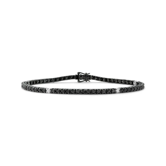 18K White Gold & Black Rhodium Black Diamond Tennis Bracelet