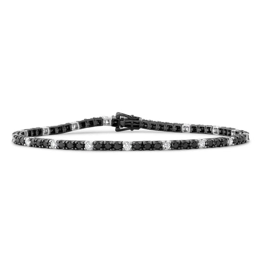 18K White Gold & Black Rhodium Diamond Tennis Bracelet - AB3098