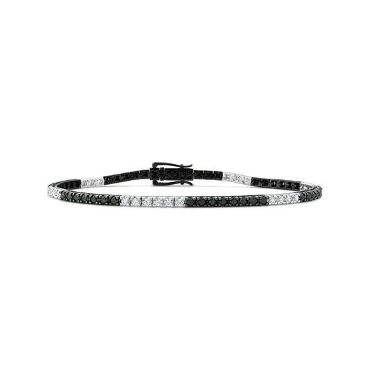 18K White Gold & Black Rhodium Tennis Diamond Bracelet