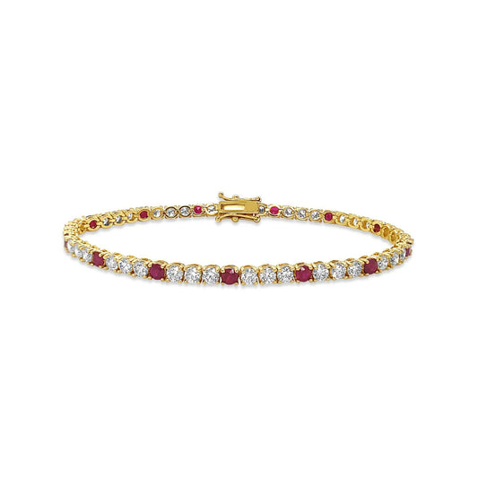 18K Yellow Gold Diamond & Sapphire Tennis Bracelet - BL7197-NAT