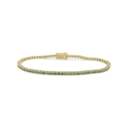 18K Yellow Gold Green Emerald Tennis Bracelet - AB0202