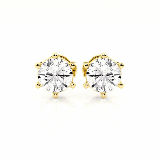 18K Yellow Gold Round DIAMOND STUDS - ER3755