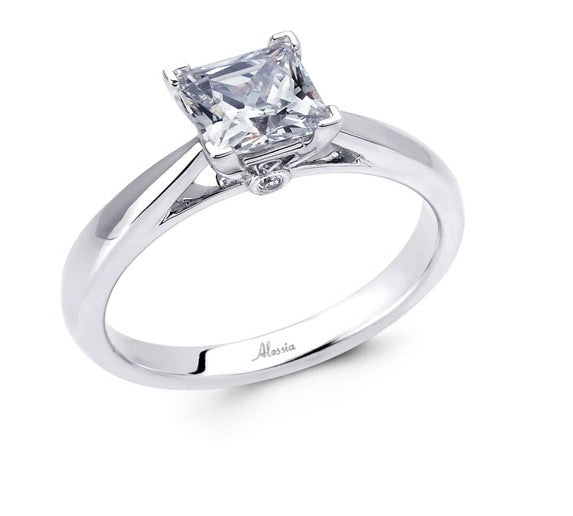 4 Claw Princess Cut Solitaire Engagement Ring - ACB001