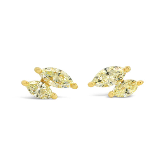 18K Fancy Yellow Diamond Stud Earrings - AE2812