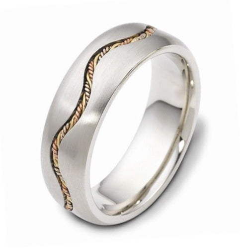 DORA Two Tone Mens Wedding Band - A2226