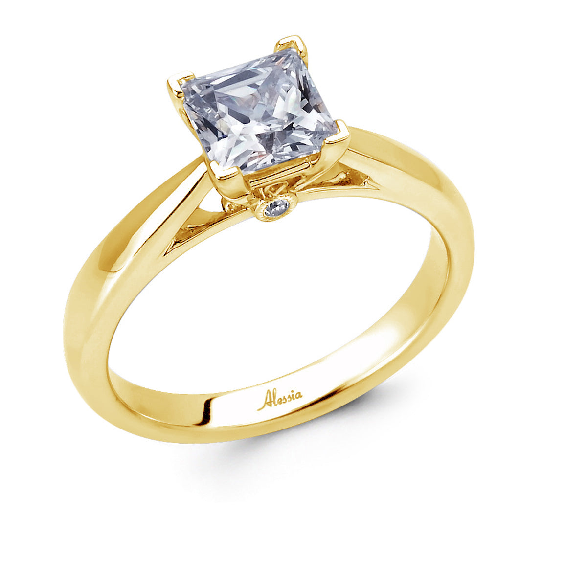 4 Claw Princess Cut Solitaire Engagement Ring - ACB001