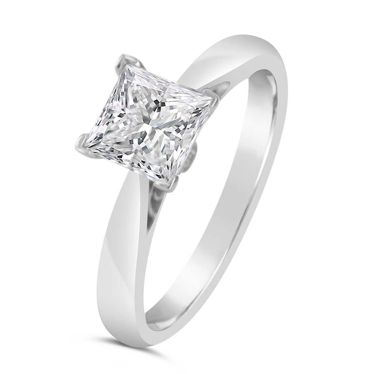 4 Claw Princess Cut Solitaire Engagement Ring - ACB001