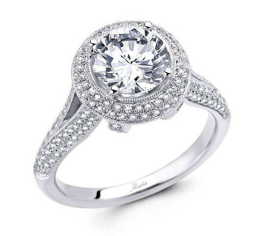 Round Brilliant Cut Diamond Halo Engagement Ring - ACB003