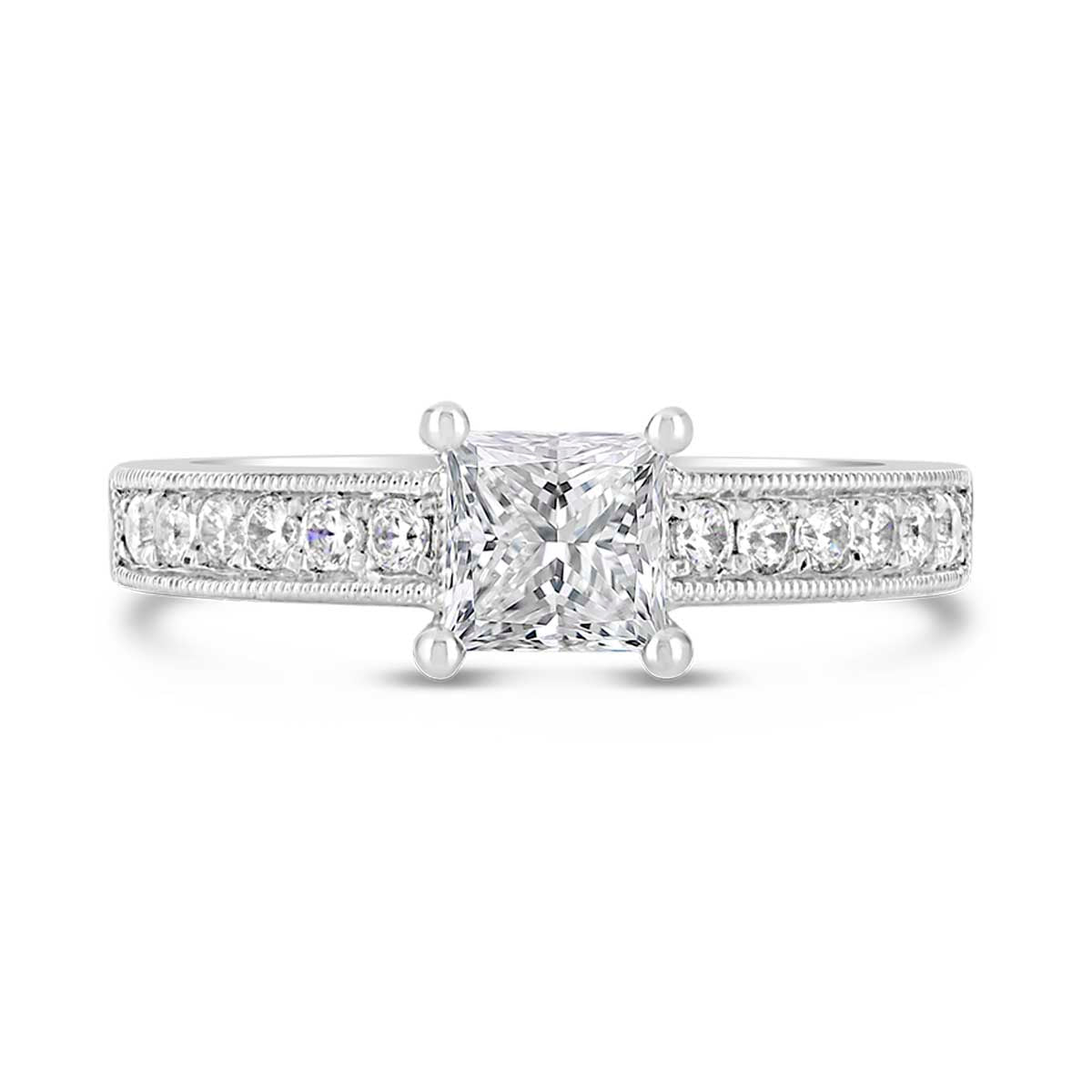 Princess Cut Art Deco Diamond Engagement Ring - ACB004