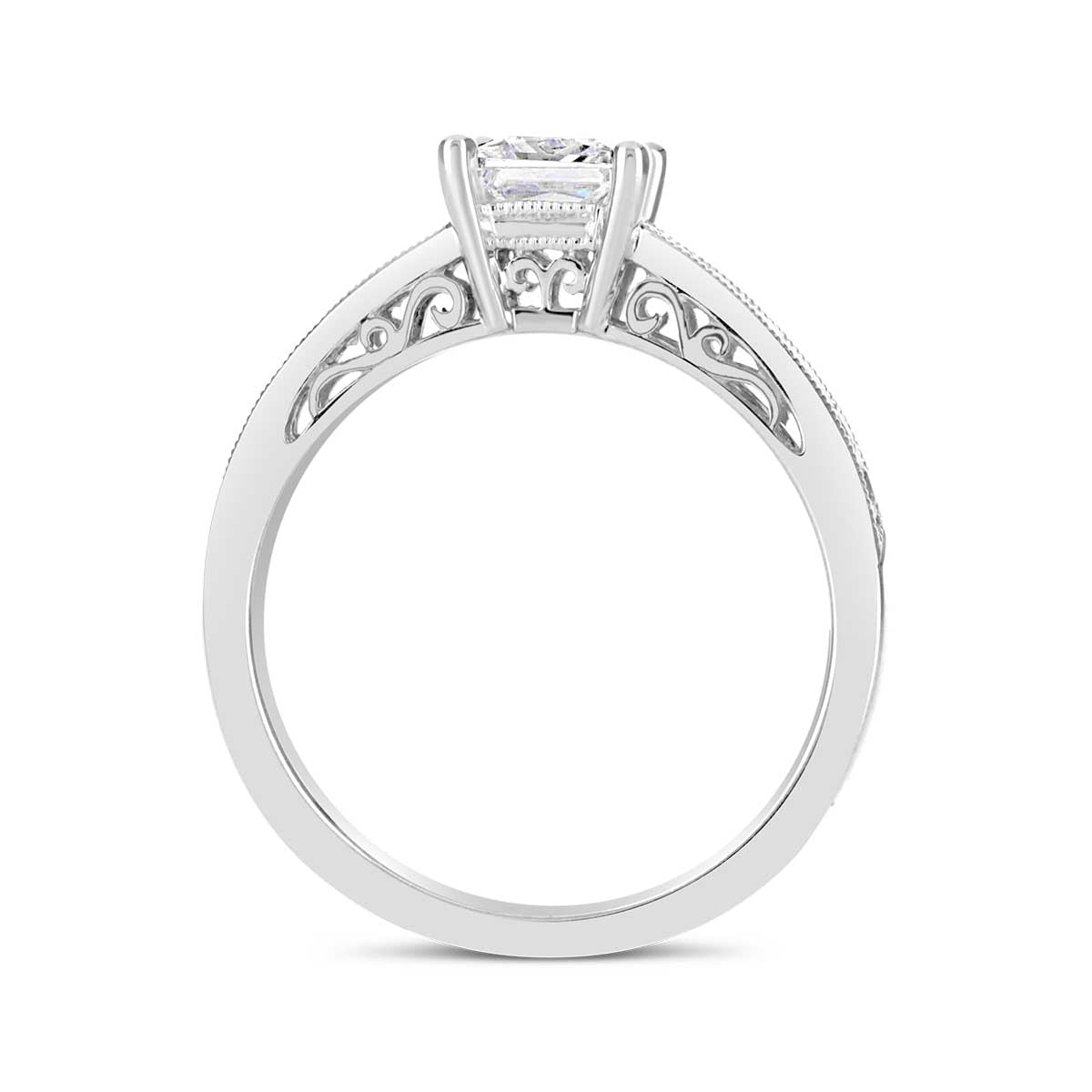 Princess Cut Art Deco Diamond Engagement Ring - ACB004