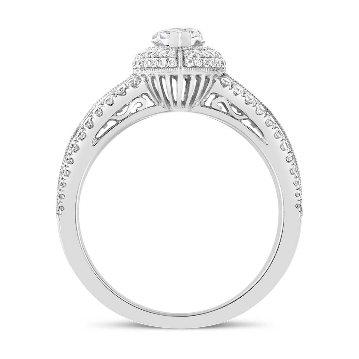 Marquise Shape Diamond Halo Engagement Ring - ACB006