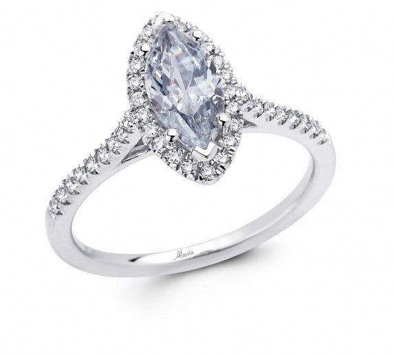 Marquise Shape Diamond Halo Engagement Ring - ACB007