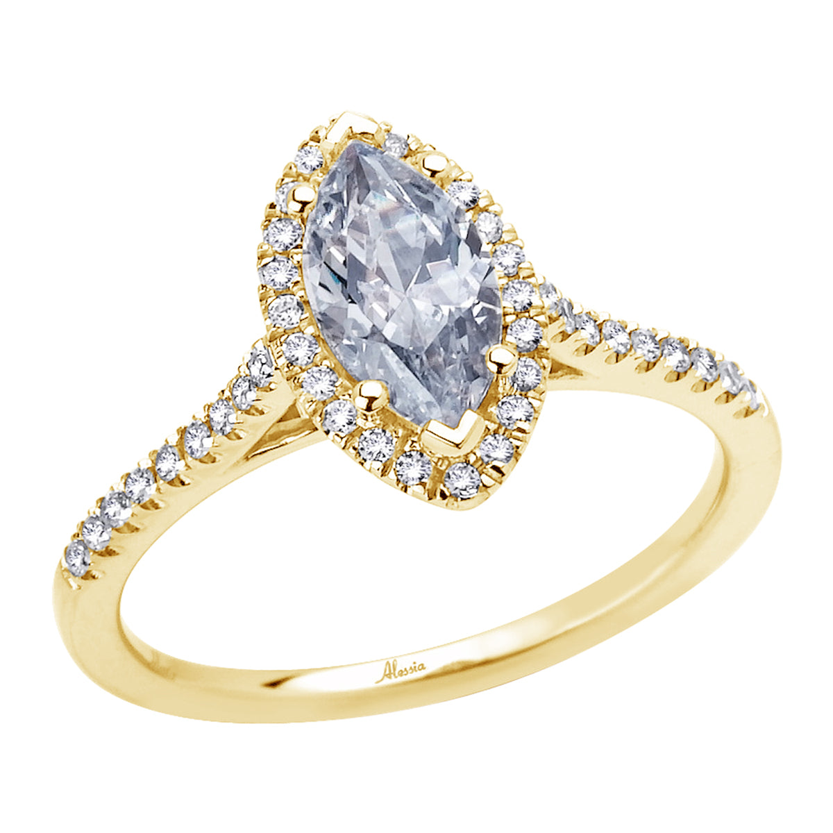 Marquise Shape Diamond Halo Engagement Ring - ACB007