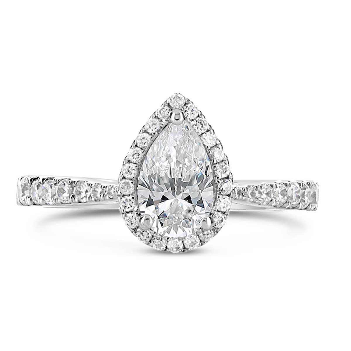 Pear Shape Diamond Halo Engagement Ring - ACB008