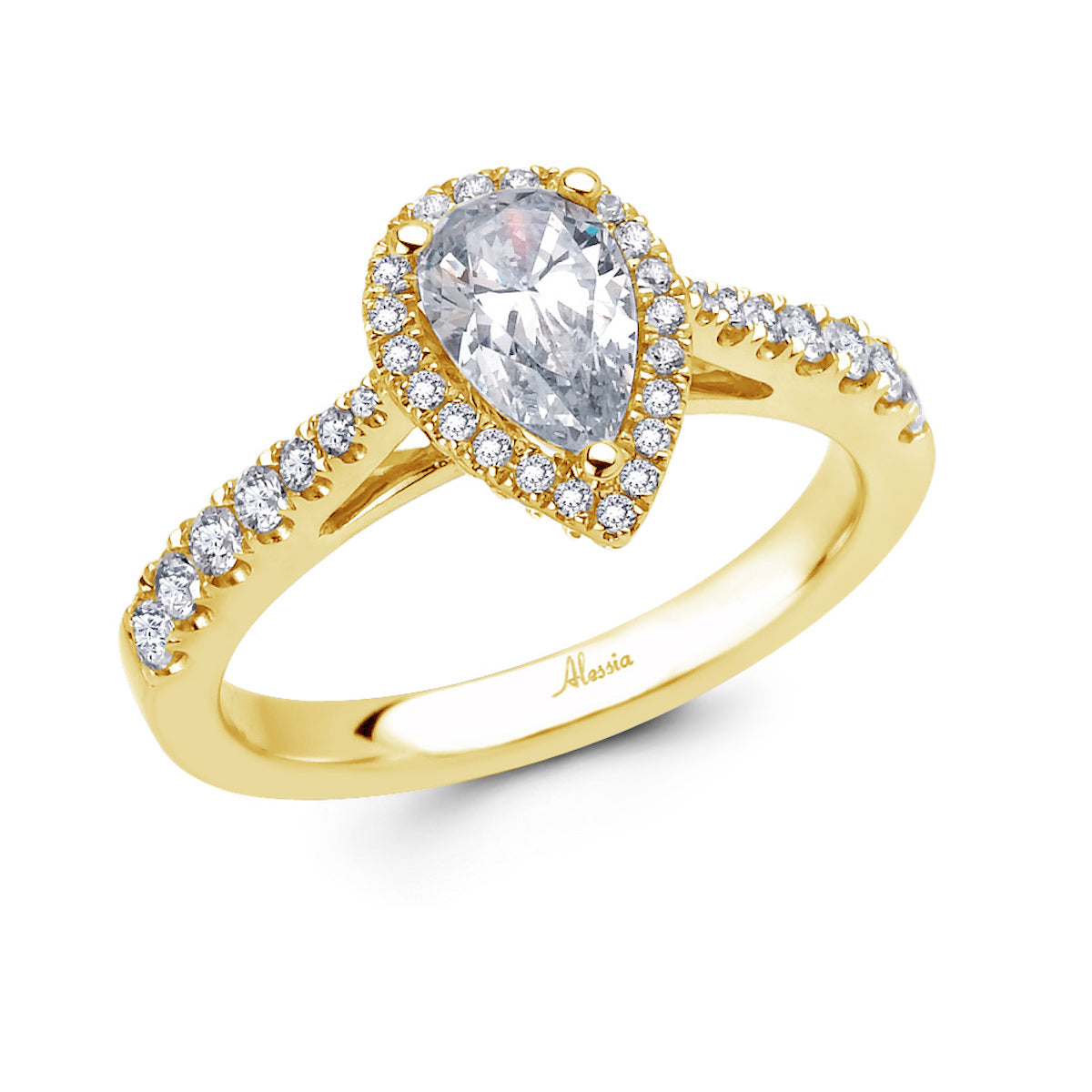 Pear Shape Diamond Halo Engagement Ring - ACB008