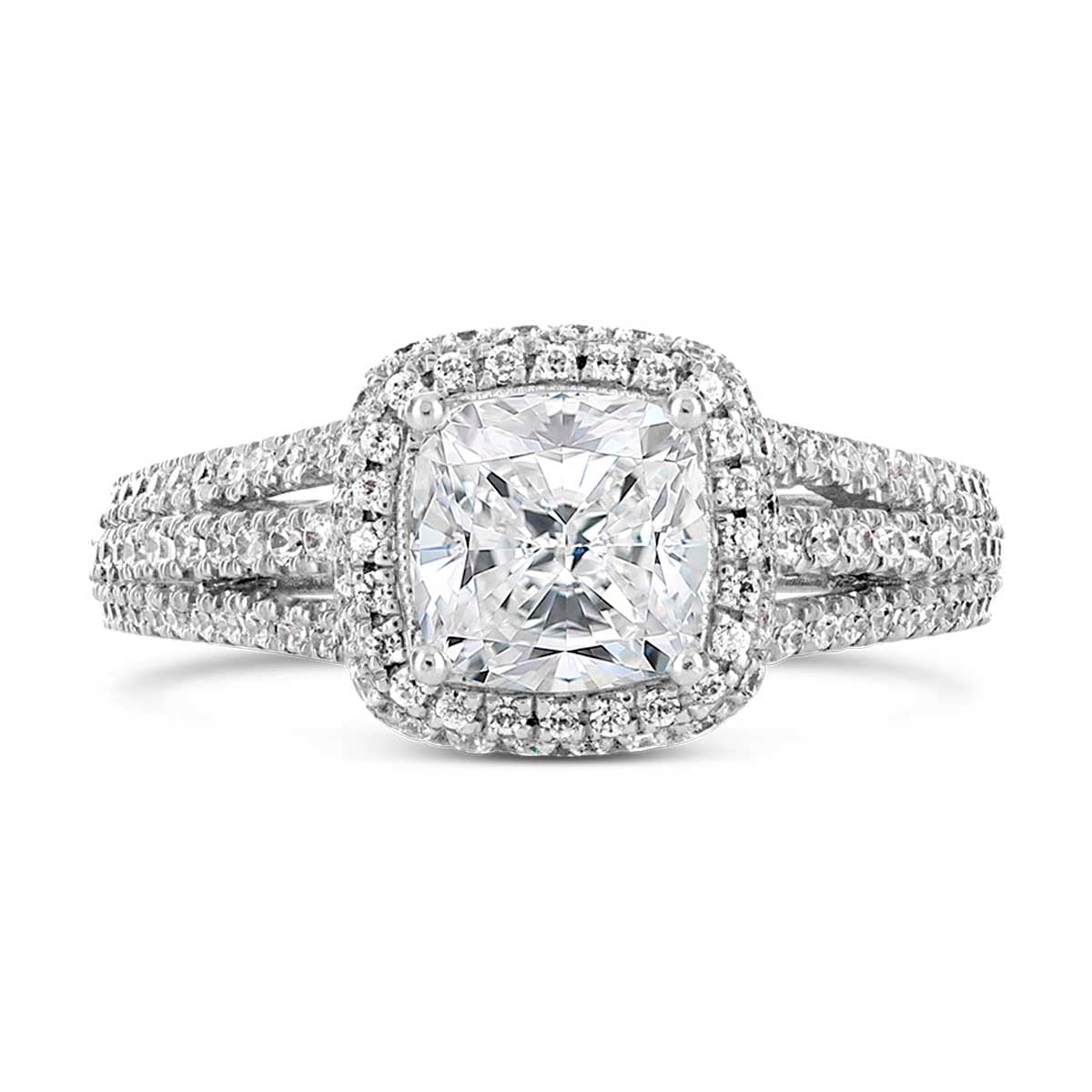 Cushion Cut Diamond Halo Engagement Ring - ACB009