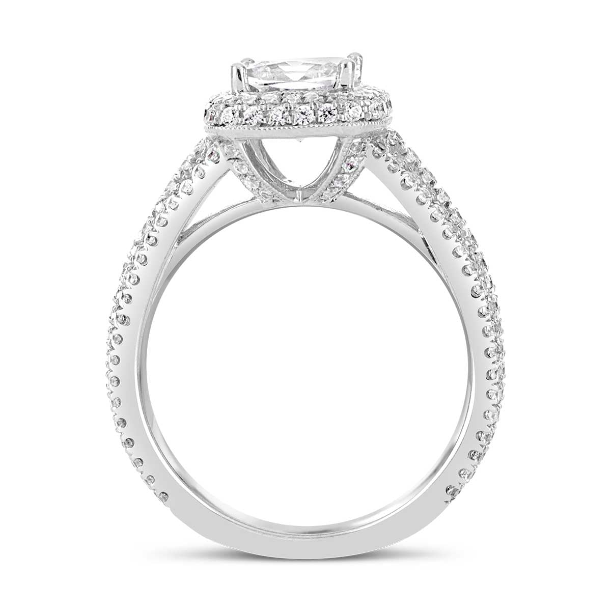 Cushion Cut Diamond Halo Engagement Ring - ACB009