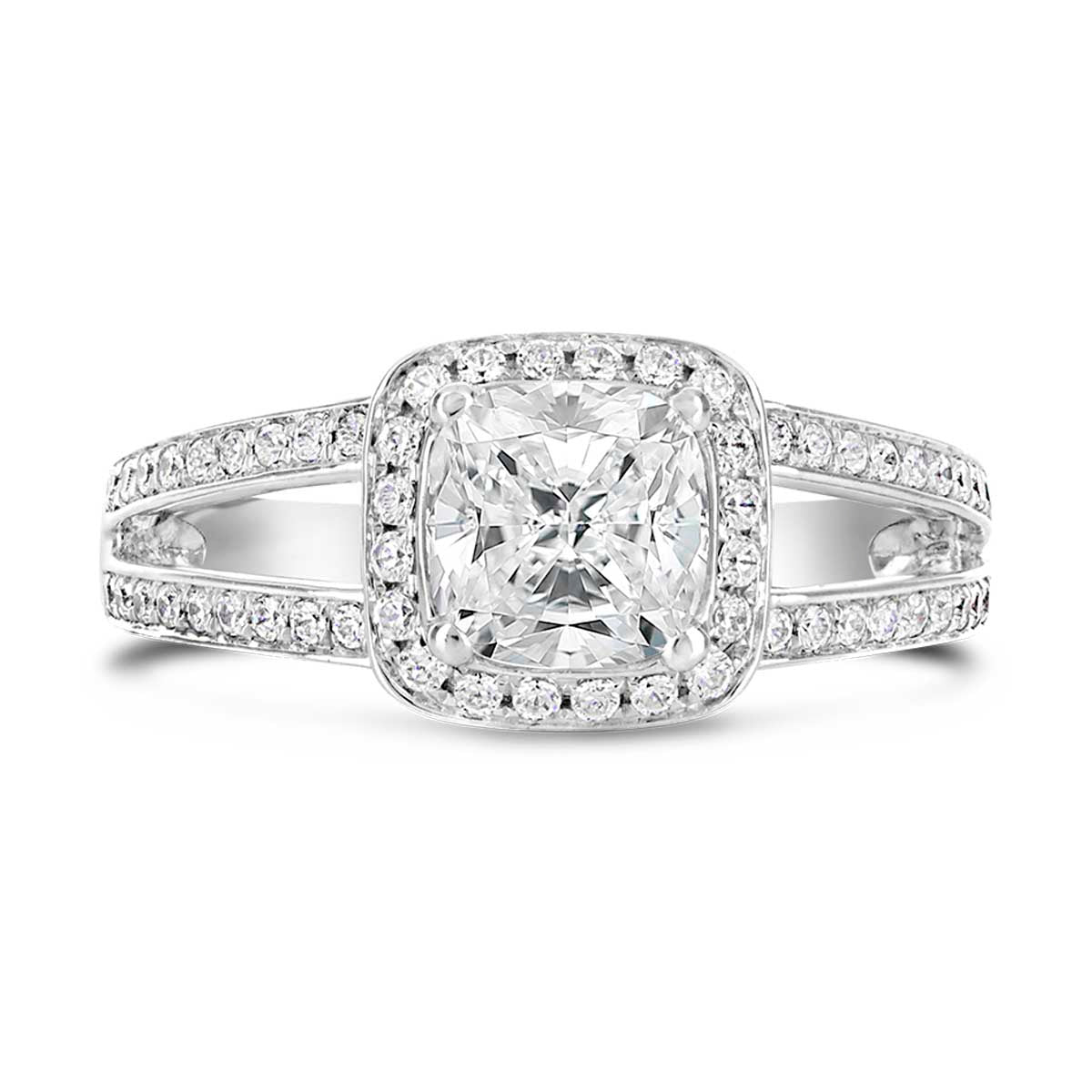 Cushion Cut Diamond Halo Engagement Ring - ACB011