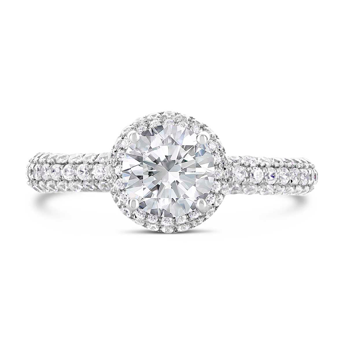 Round Brilliant Cut Diamond Halo Engagement Ring - ACB012