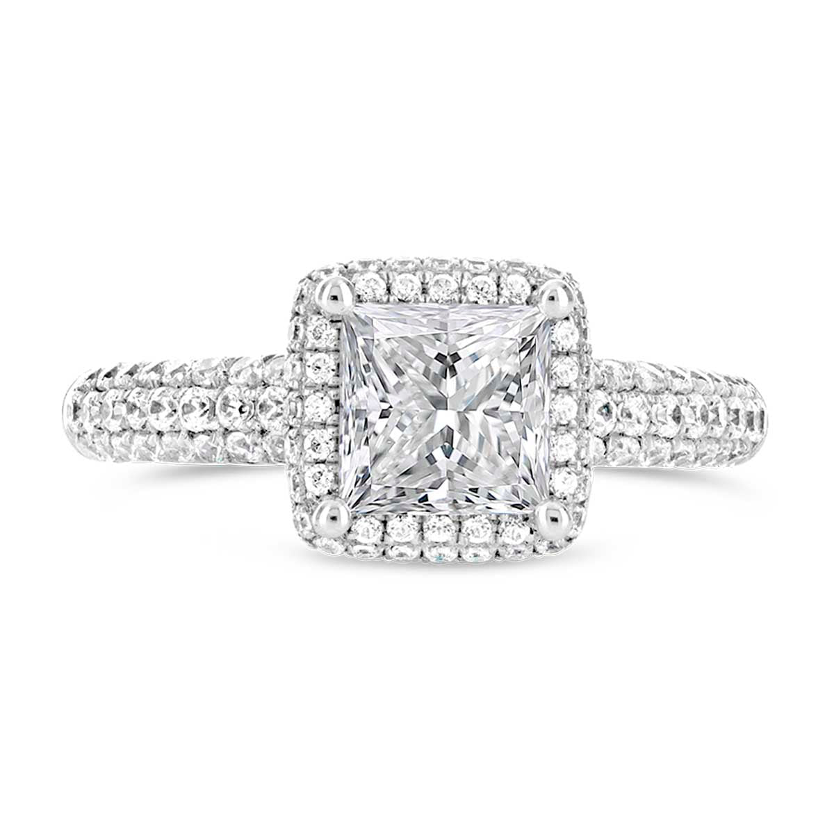 Princess Cut Diamond Halo Engagement Ring - ACB013